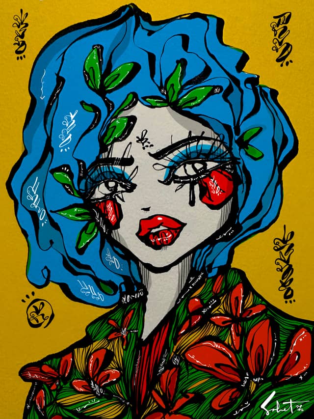 Bliss 2026 Sabet 13" x 19" Mixed Media Original