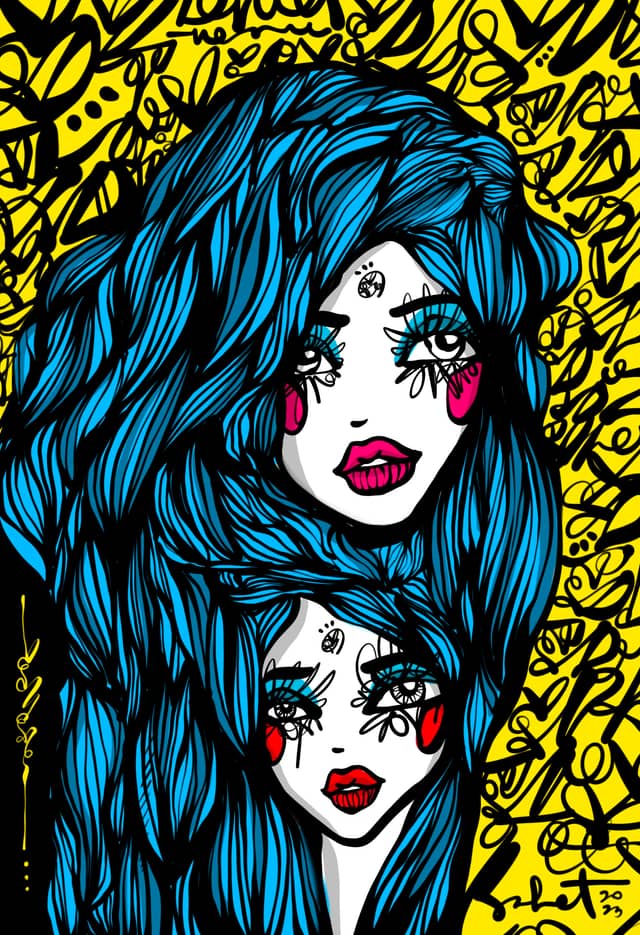 Gemini 2026 Sabet 13" x 19" Mixed Media Original