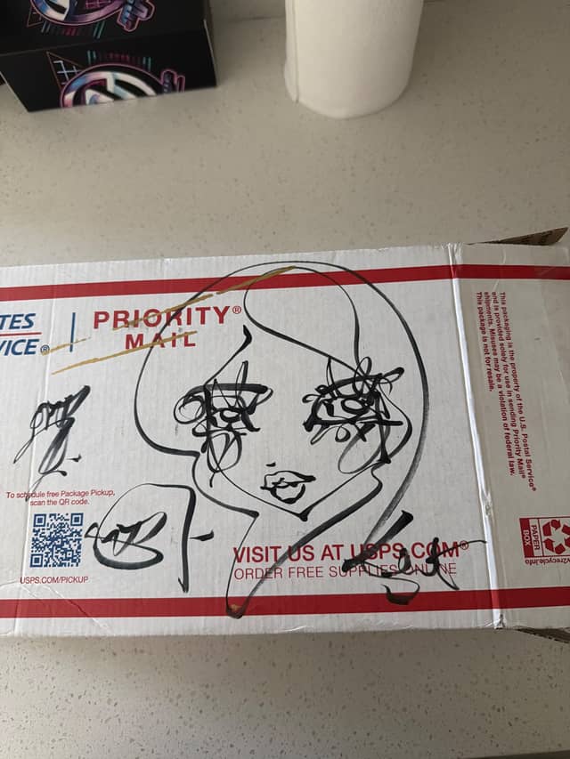 Sweet Cheeks 2026 Sabet Original Sketch on USPS Box