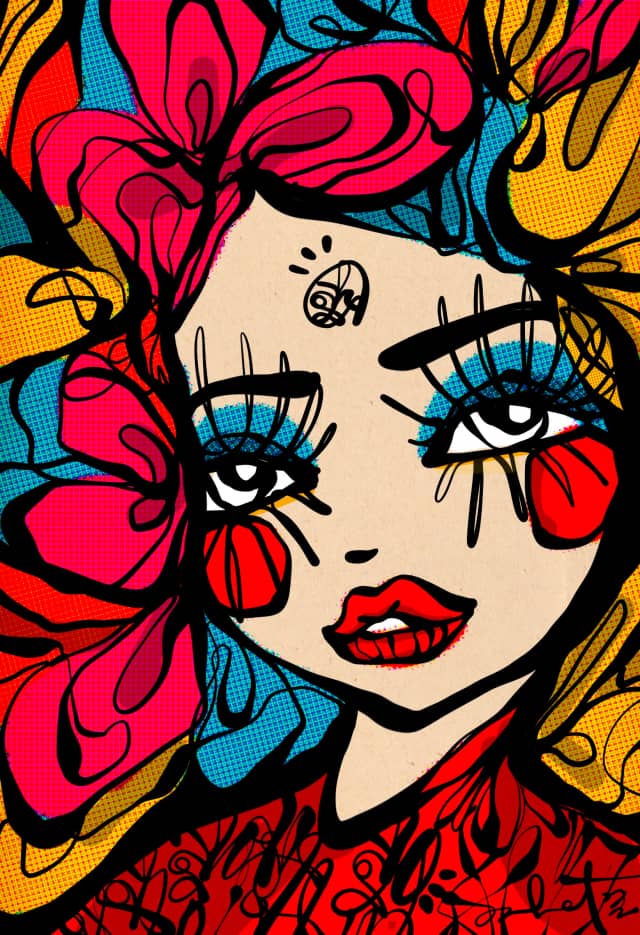 Wild Child 2022 Sabet 13" x 19" Mixed Media Original