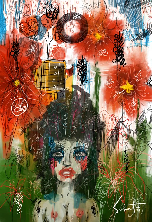 Vapor In Motion 2021 Sabet 13" x 19" Mixed Media Original