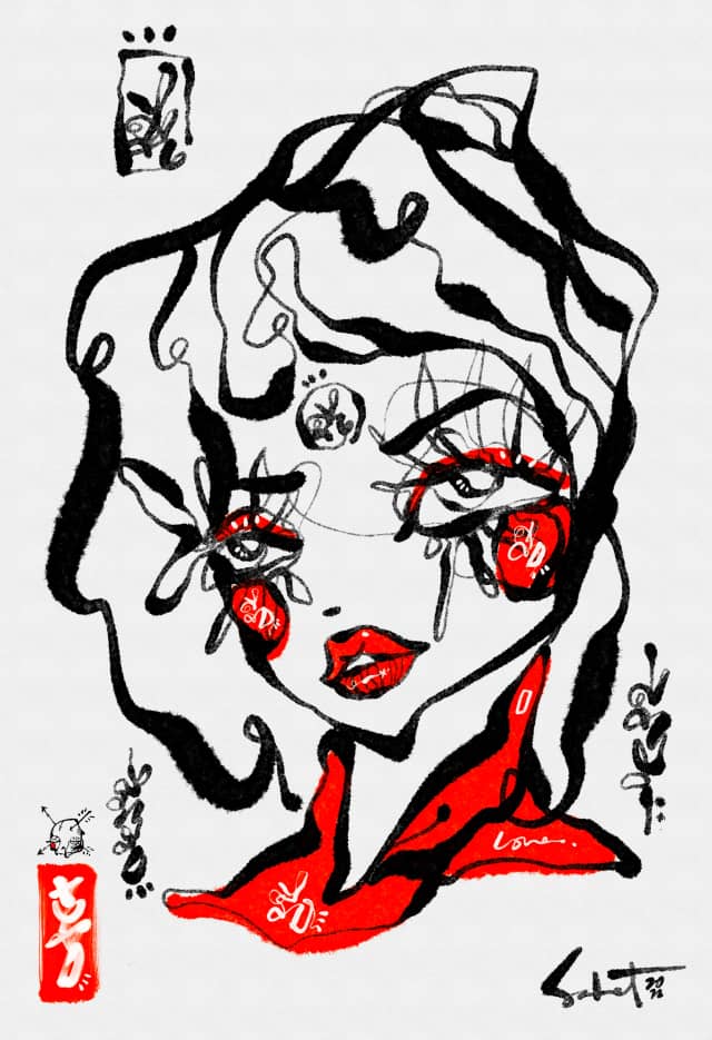 Toyokawa 2022 Sabet 13" x 19" Mixed Media Original