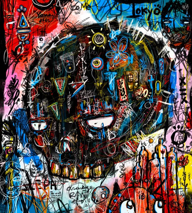 Tokyo Hustle 2022 Sabet 13" x 19" Mixed Media Original