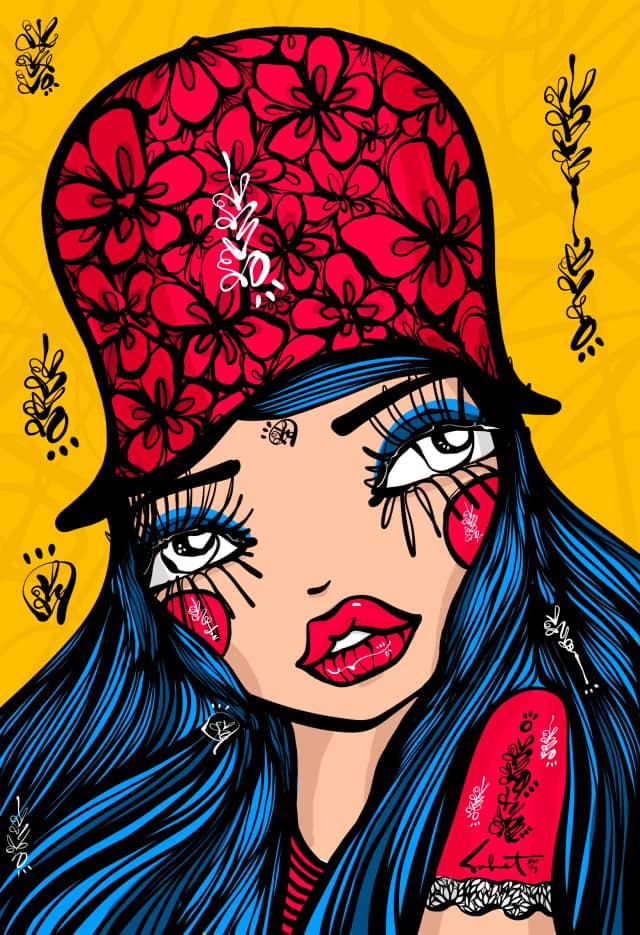 Sweet Girl 2021 Sabet 13" x 19" Mixed Media Original