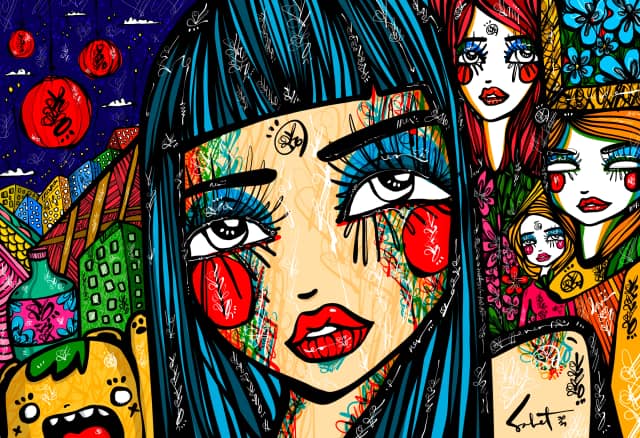 Superstar Tokyo 2021 Sabet 13" x 19" Mixed Media Original