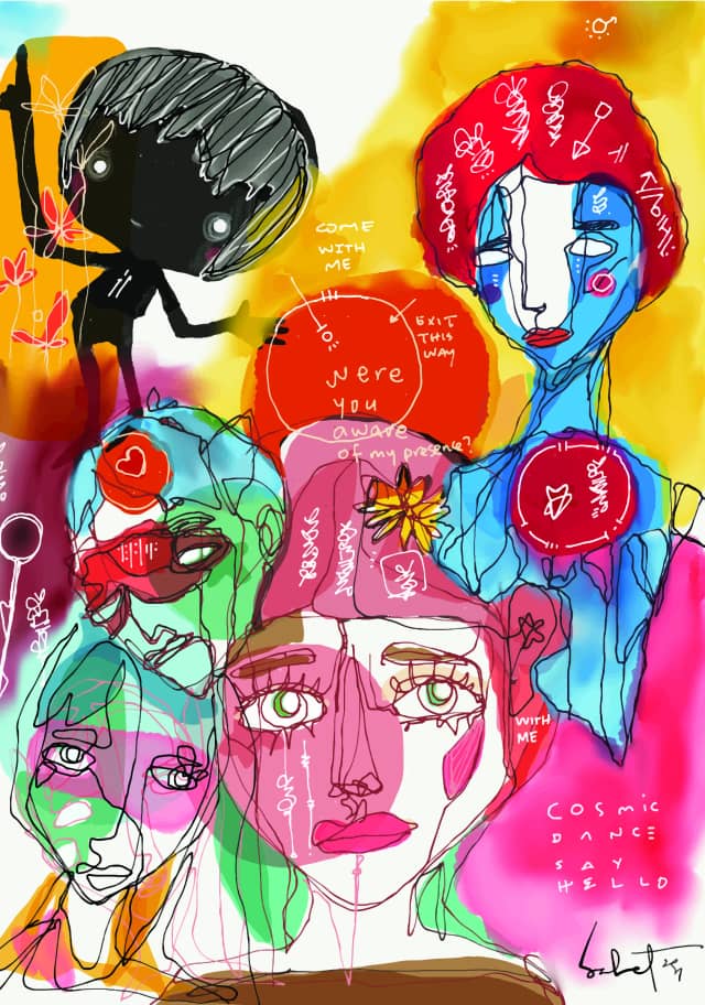 Cosmicdance 2026 Sabet 13" x 19" Mixed Media Original