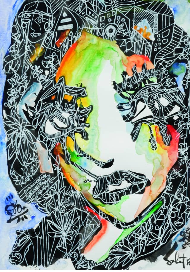 Global Hearts 2026 Sabet 13" x 19" Mixed Media Original