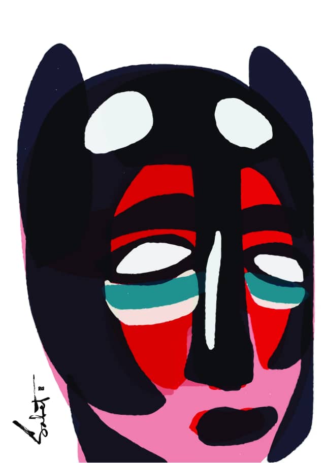 Man 2026 Sabet 13" x 19" Mixed Media Original
