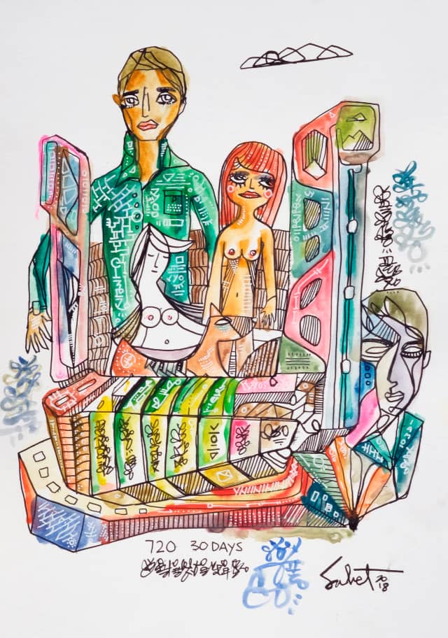 720 Thirty 2018 Sabet 13" x 19" Mixed Media Original