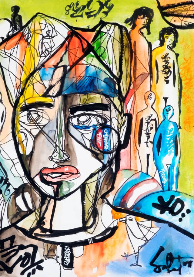 King folly 2018 Sabet 13" x 19" Mixed Media Original