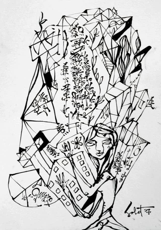 Satelite 2018 Sabet 13" x 19" Mixed Media Original