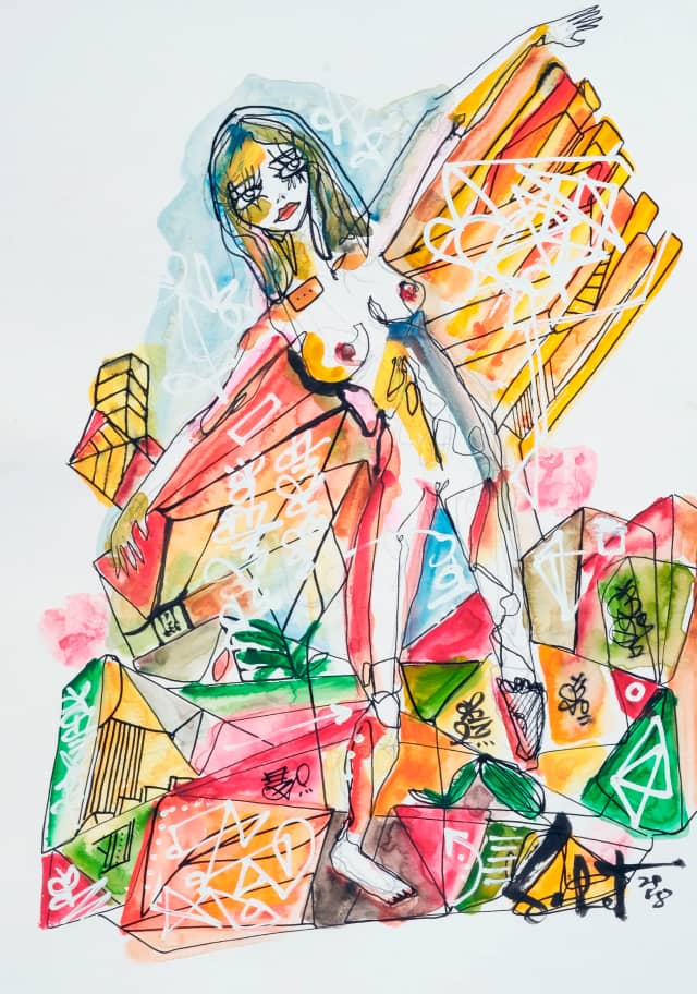 Free Flight 2018 Sabet 13" x 19" Mixed Media Original