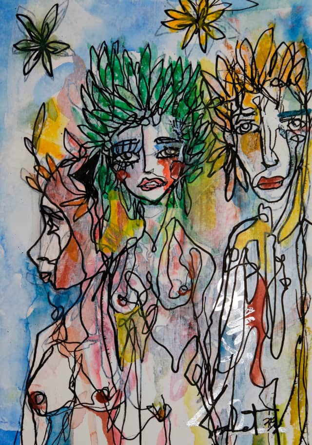 Divinity undefined 2018 Sabet 13" x 19" Mixed Media Original