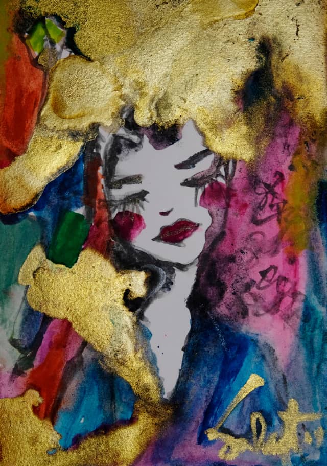 Golden 2018 Sabet 13" x 19" Mixed Media Original