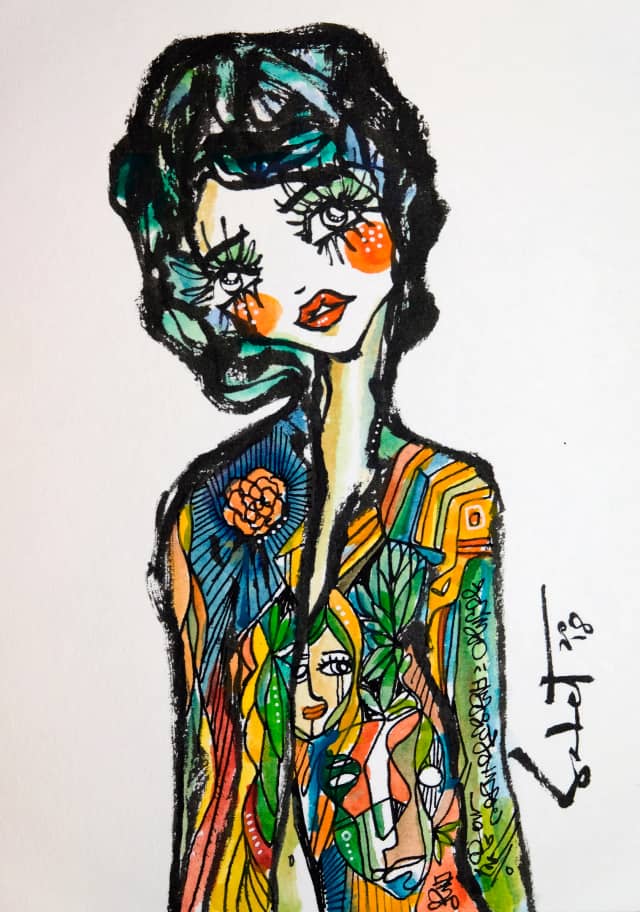 Shes light 2018 Sabet 13" x 19" Mixed Media Original