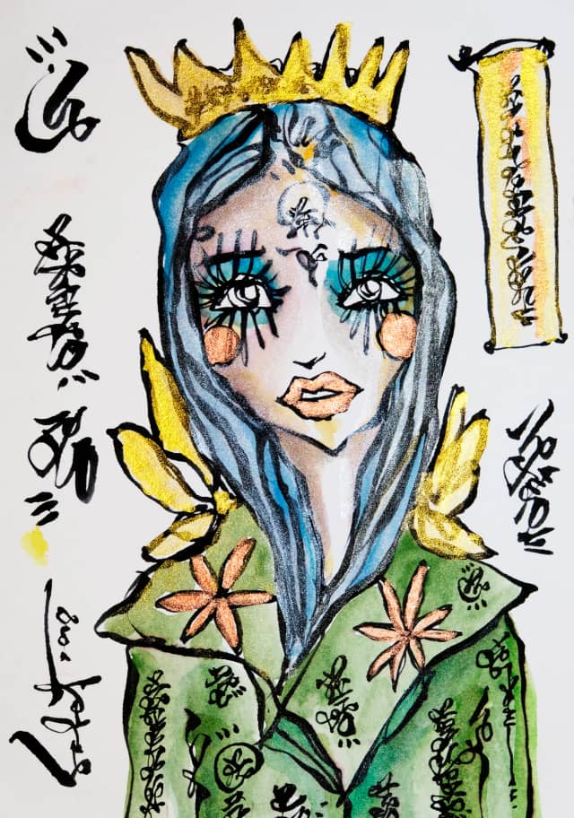 Queen 2018 Sabet 13" x 19" Mixed Media Original