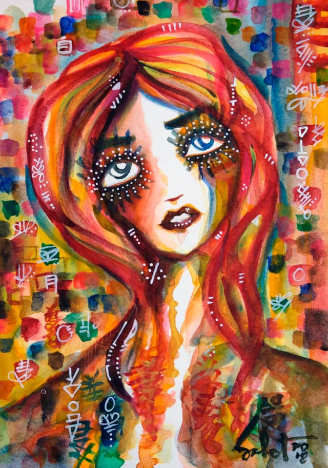 Dream of me 2018 Sabet 13" x 19" Mixed Media Original