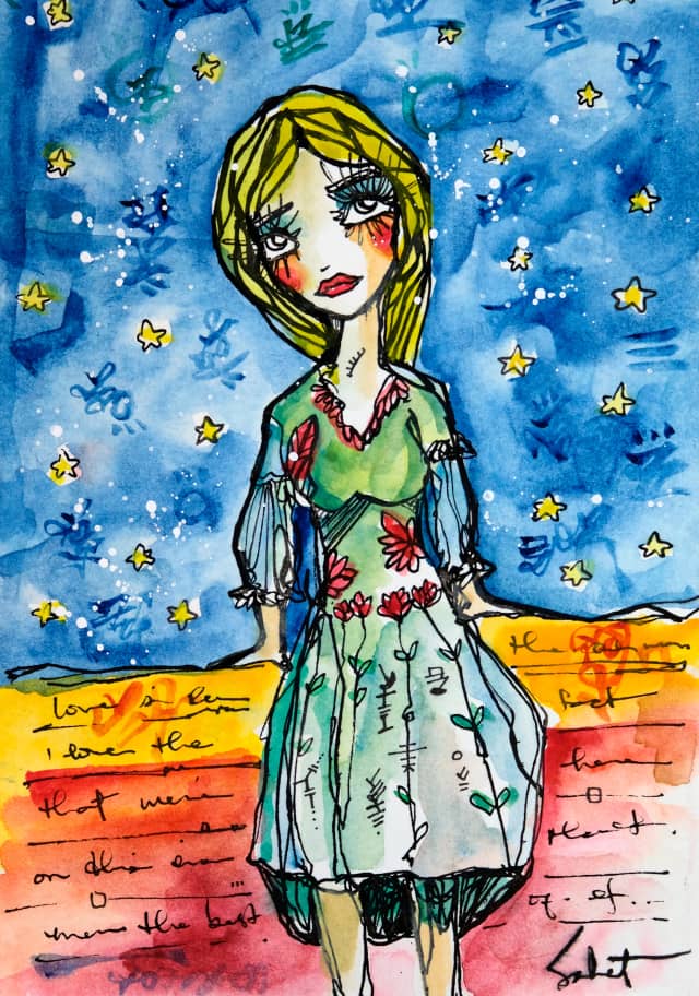Starry night 2018 Sabet 13" x 19" Mixed Media Original
