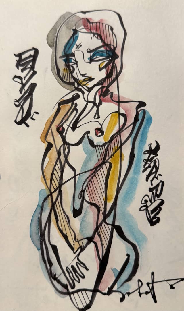 Human Nature 2026 Sabet 13" x 19" Mixed Media Original