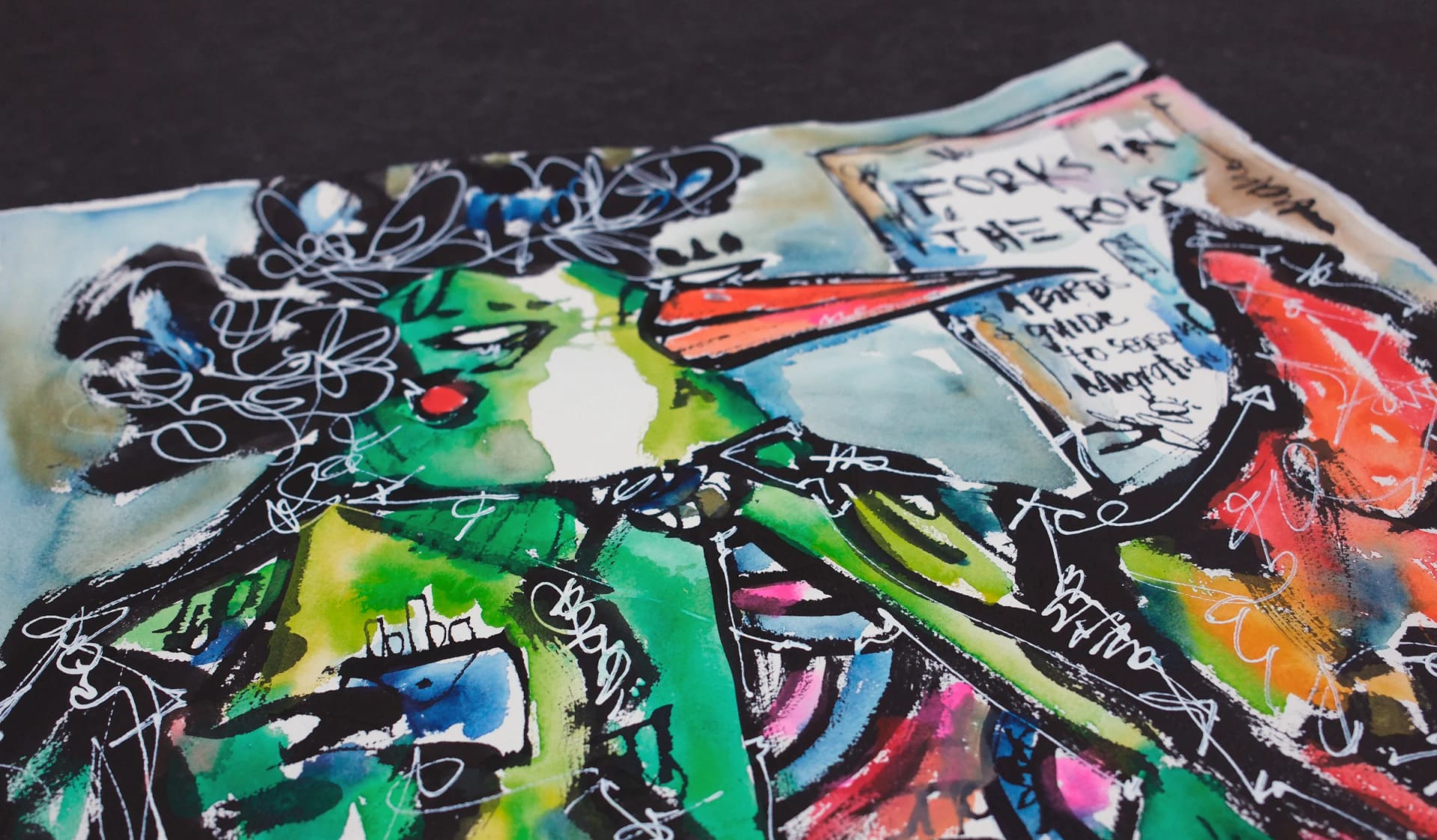 Forks in the road 2026 Sabet 22" x 30" Original — banner