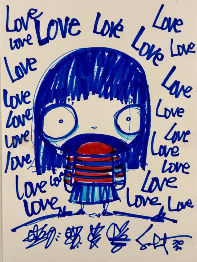 Love, Love, Love 2026 Sabet Original 9" x 12"