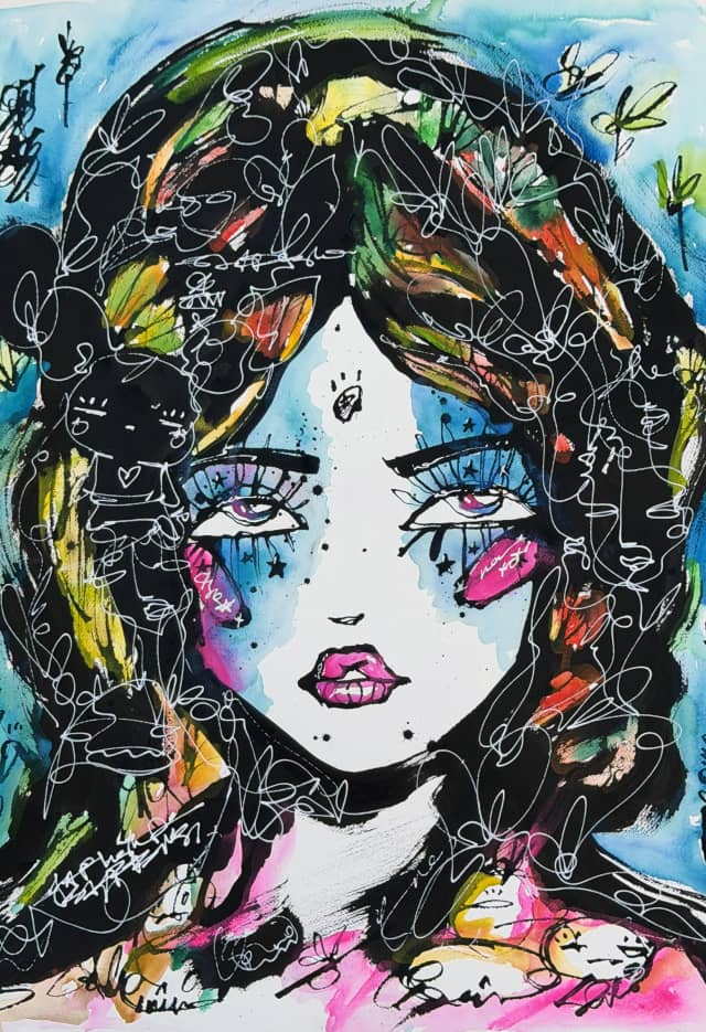 Starlight 2026 Sabet 13" x 19" Mixed Media Original