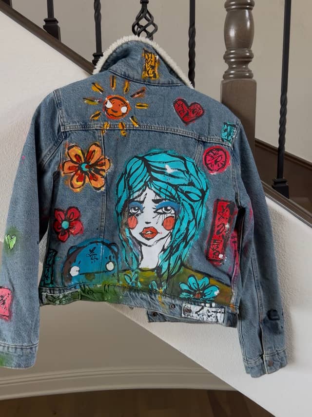 Hearts on Fire Small Women's Denim Jacket by Sabet