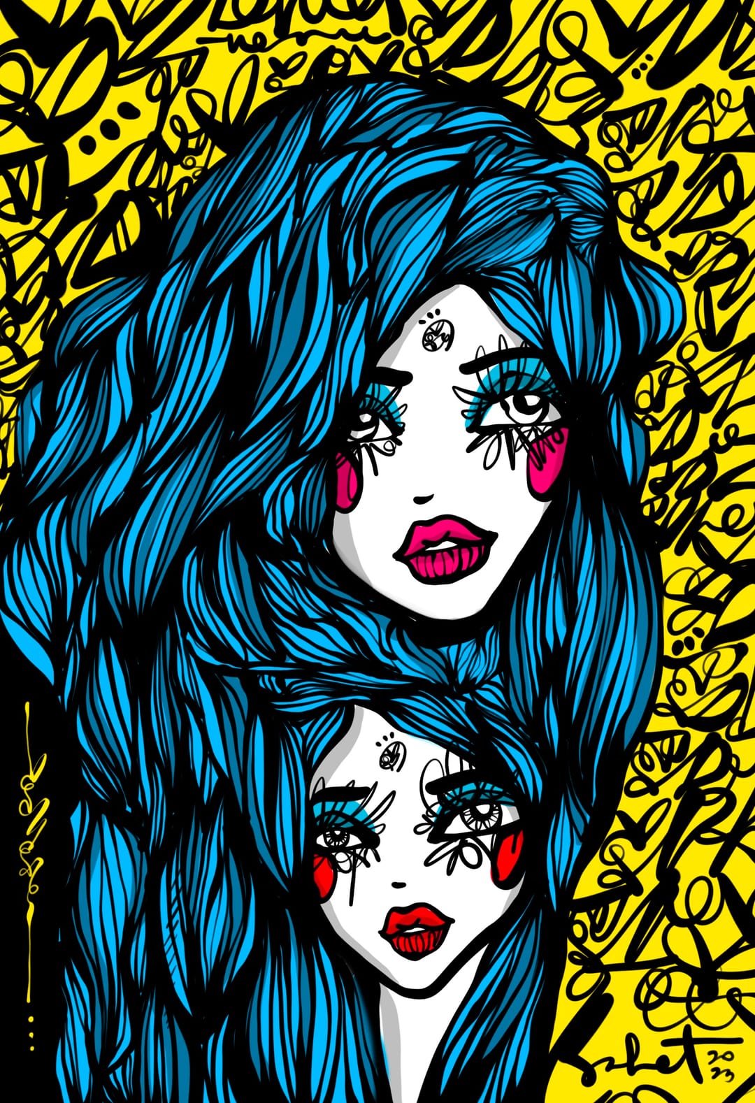 Gemini 2026 Sabet 13" x 19" Mixed Media Original