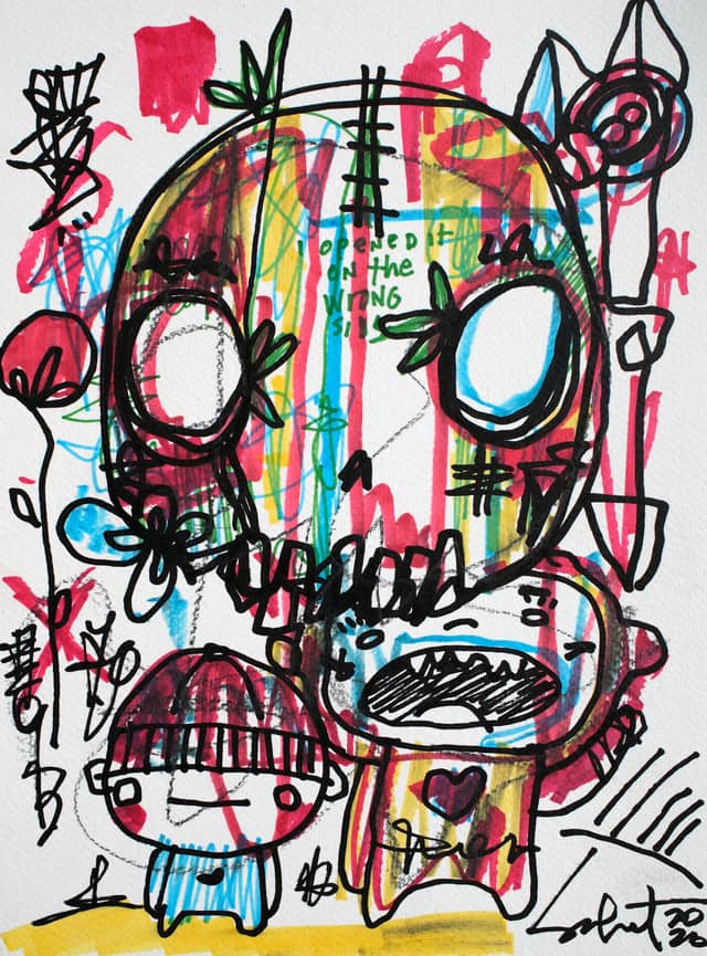 Skull Wink 2026 Sabet 9" x 12" Original