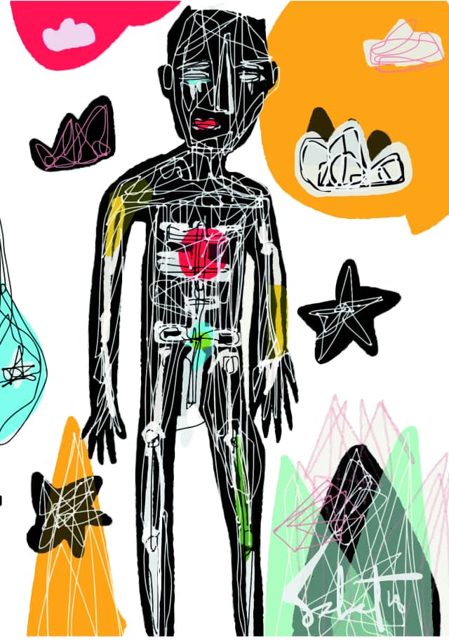 Connectivetissue 2018 Sabet 13" x 19" Mixed Media Original