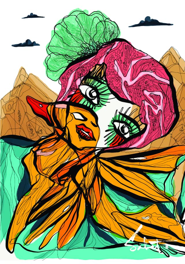 GGFlight 2018 Sabet 13" x 19" Mixed Media Original