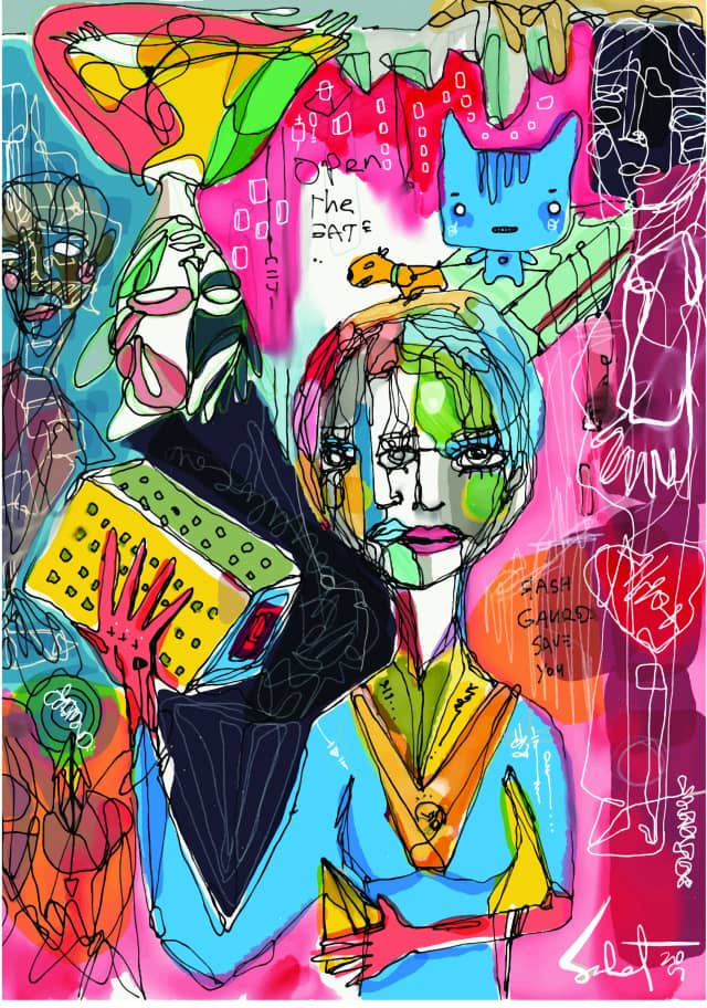 Overtop 2018 Sabet 13" x 19" Mixed Media Original