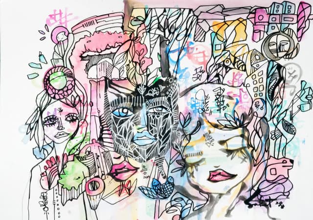Illusion 2026 Sabet 13" x 19" Mixed Media Original
