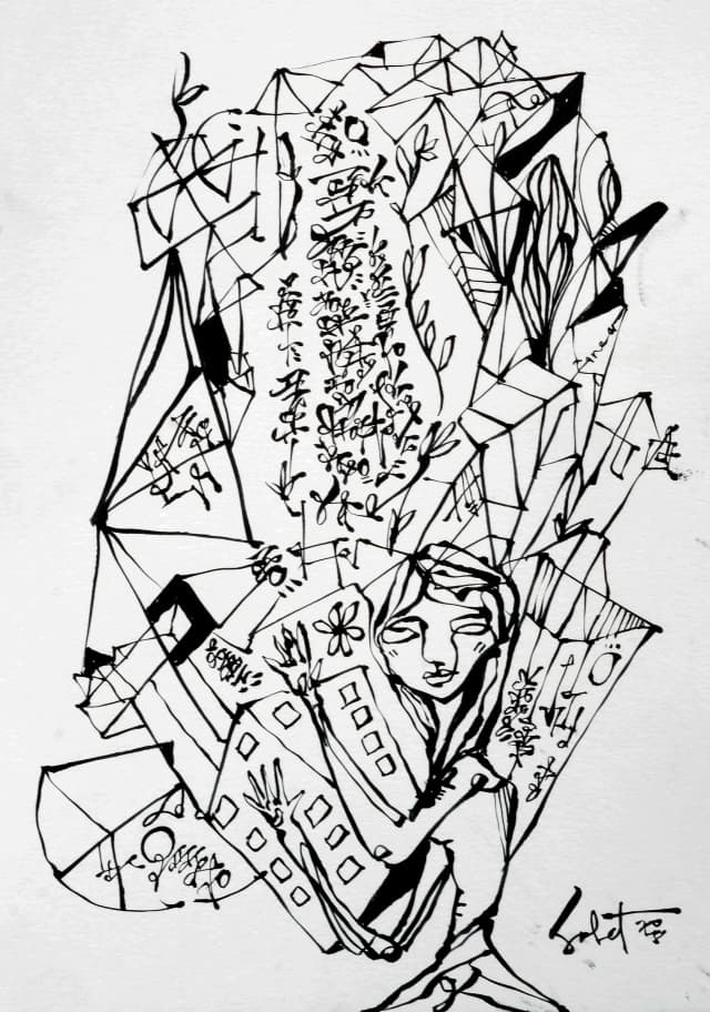 Satelite 2018 Sabet 13" x 19" Mixed Media Original