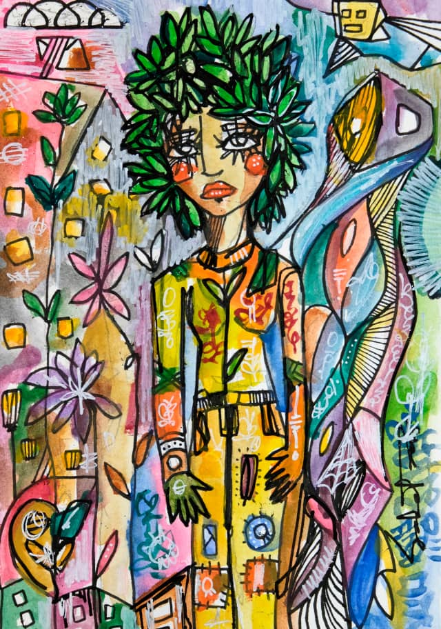 Herenow 2026 Sabet 13" x 19" Mixed Media Original