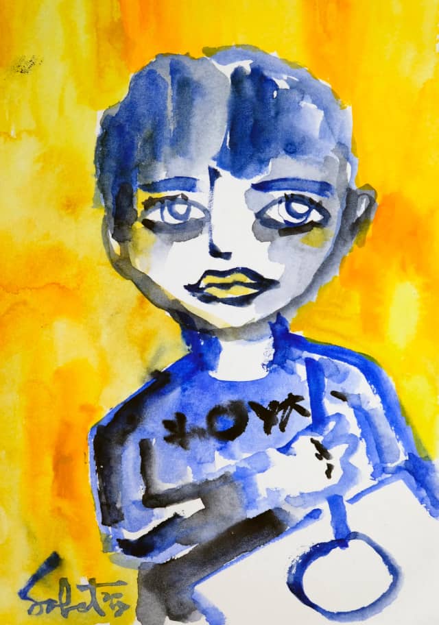 Young pablo 2026 Sabet 13" x 19" Mixed Media Original
