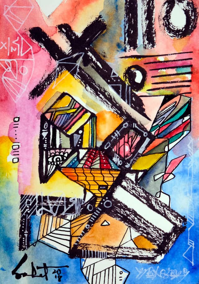 Abstractus 2026 Sabet 13" x 19" Mixed Media Original