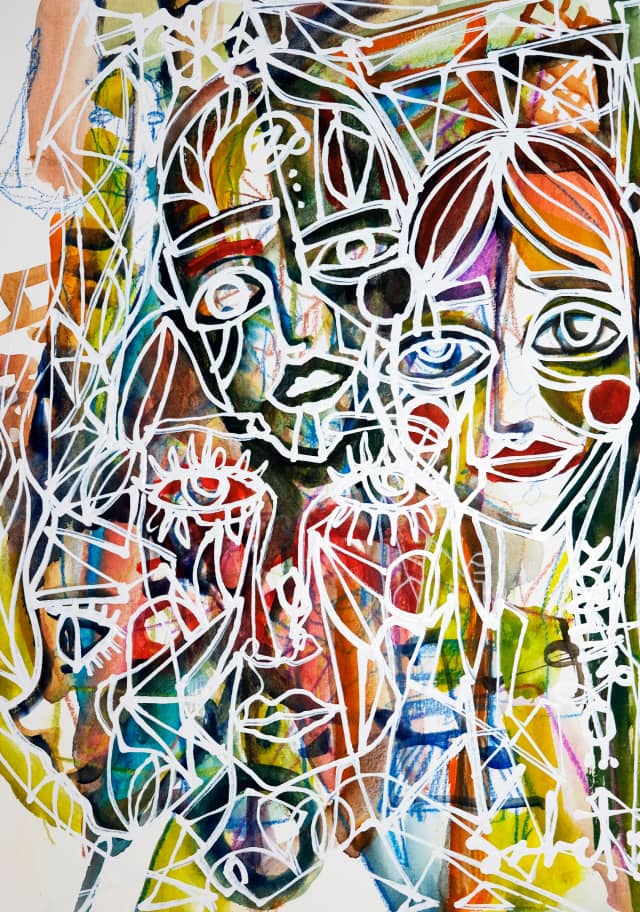 Sweet Line 2026 Sabet 13" x 19" Mixed Media Original