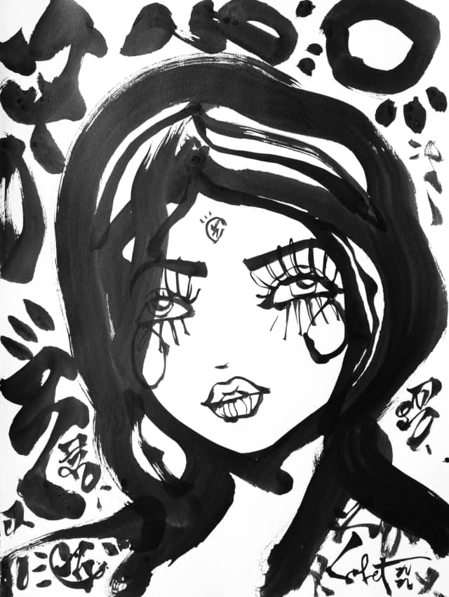 Snuggle | Ink + Flow | Icons 2026 Sabet 22" x 30" Original Ink on Archival Paper