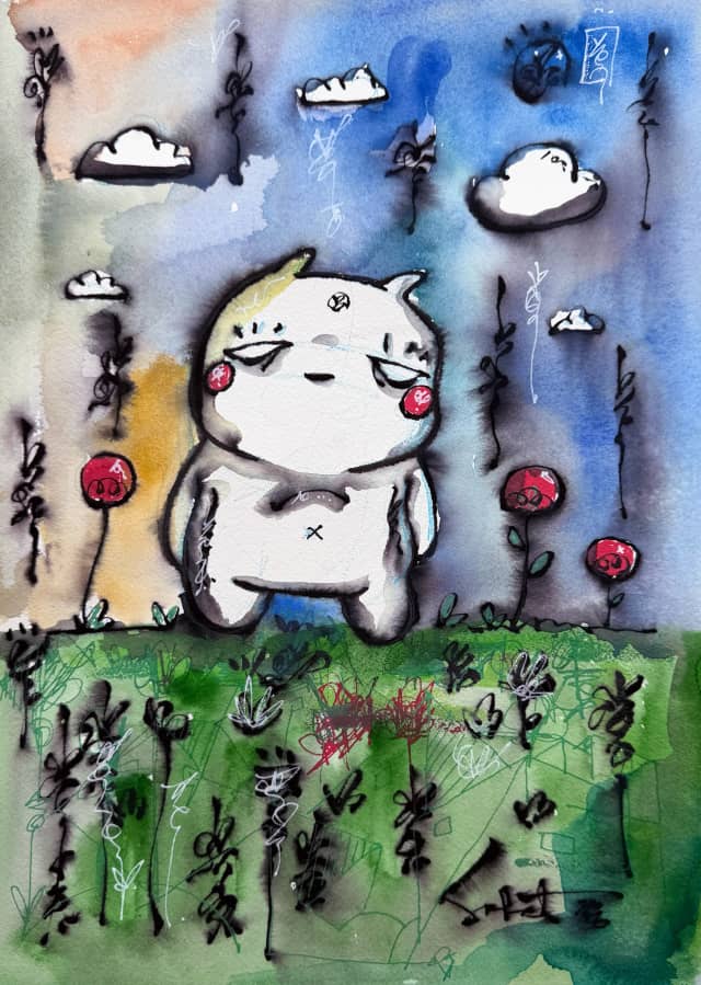 Bubbles and Flowers 2026 Sabet 12" x 18" Giclée