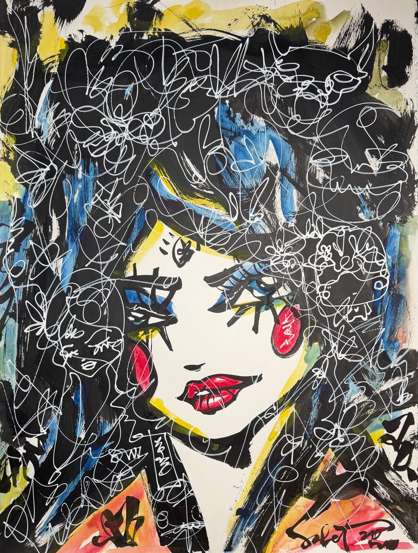 Buttons | Ink + Flow | Icons 2026 Sabet 22" x 30" Original Ink and Watercolor on Archival Paper