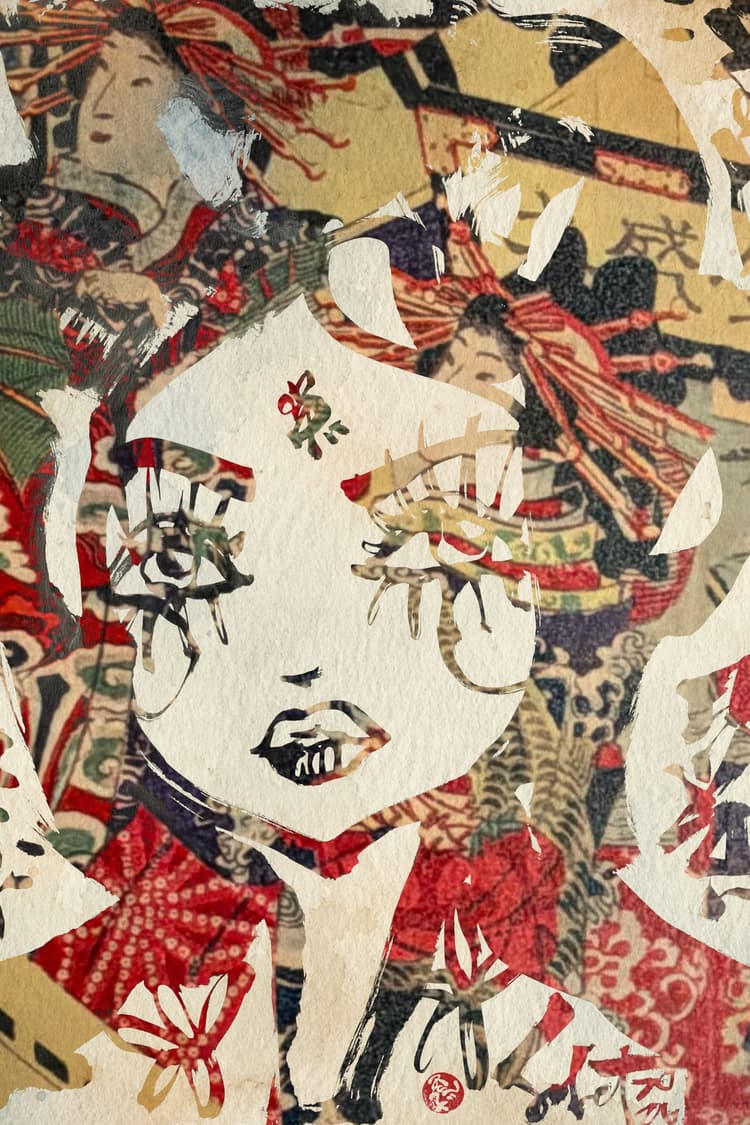 Crimson Kimono Ukiyo 2026 Sabet 12" x 18" Giclée